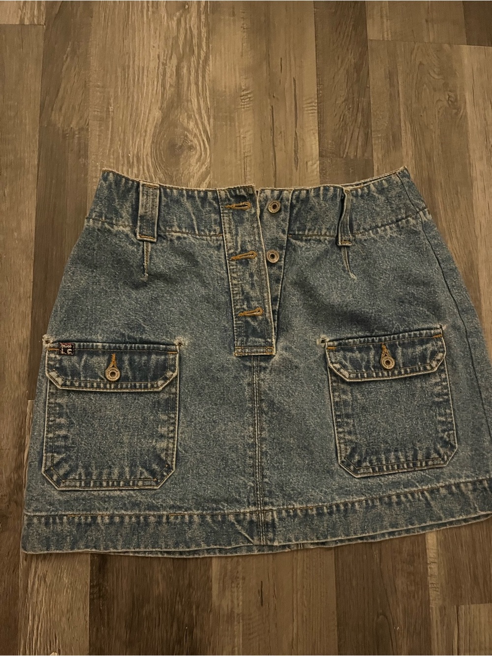 Denim Cargo Pocket Skirt in Blue